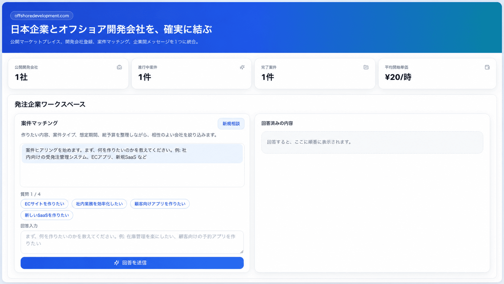 案件マッチングのワークスペース